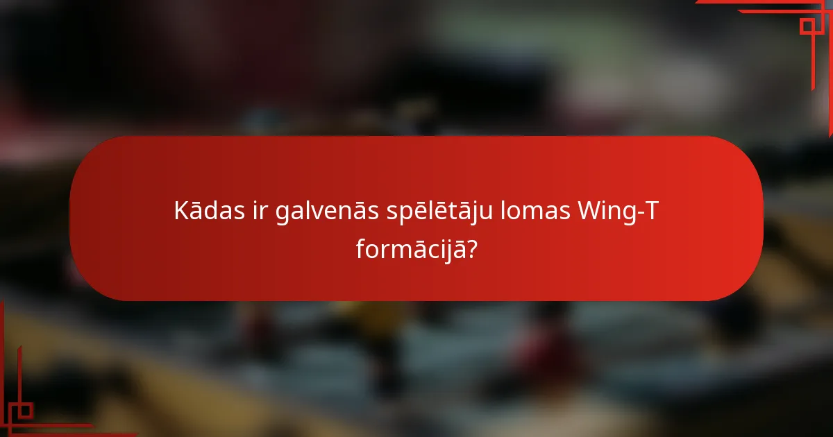 Kādas ir galvenās spēlētāju lomas Wing-T formācijā?