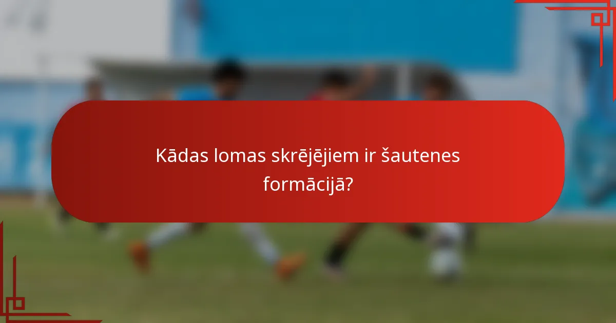 Kādas lomas skrējējiem ir šautenes formācijā?